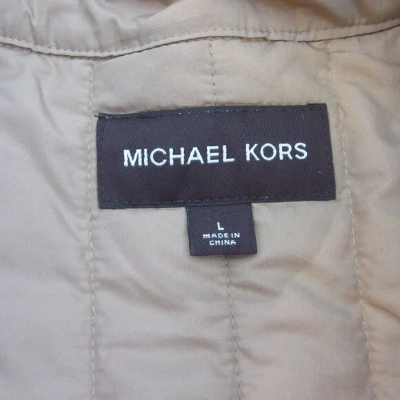 Michael Kors Tan Removable Vest Mock Neck Pockets Zip Long Sleeve Large Jacket - Picture 9 of 10